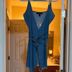 Forever 21 Light Blue Denim V-Neck Dress